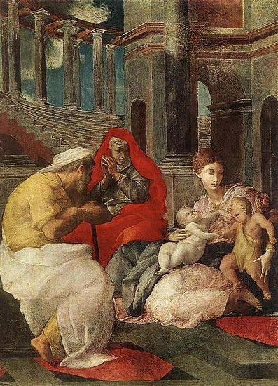 Francesco Primaticcio The Holy Family with Sts Elisabeth and John the Baptist France oil painting art